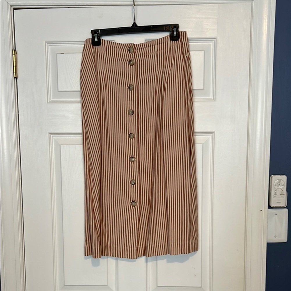 Madewell Button Front Midi Skirt in Clay Stripe